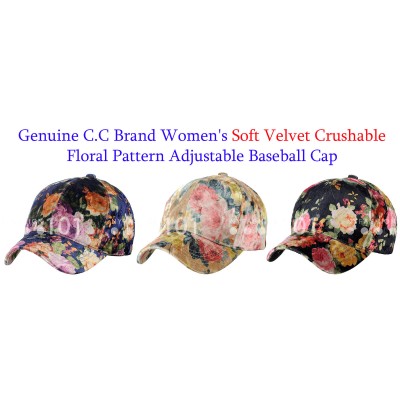NEW C.C 's Soft Velvet Crushable Floral Pattern Adjustable Baseball CC Cap  eb-42712852